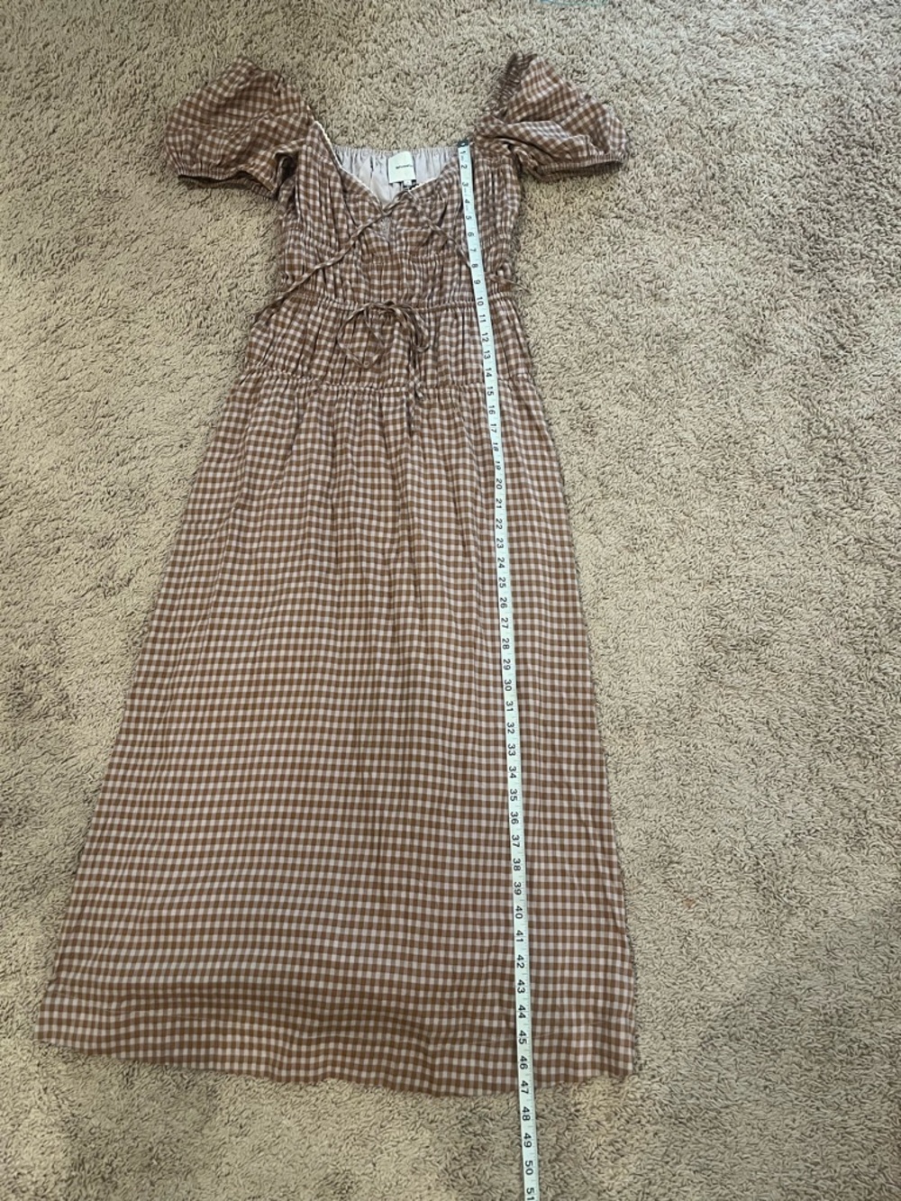 Reformation Brown Gingham Puff-Sleeve Maxi Dress - Picture 4 of 6